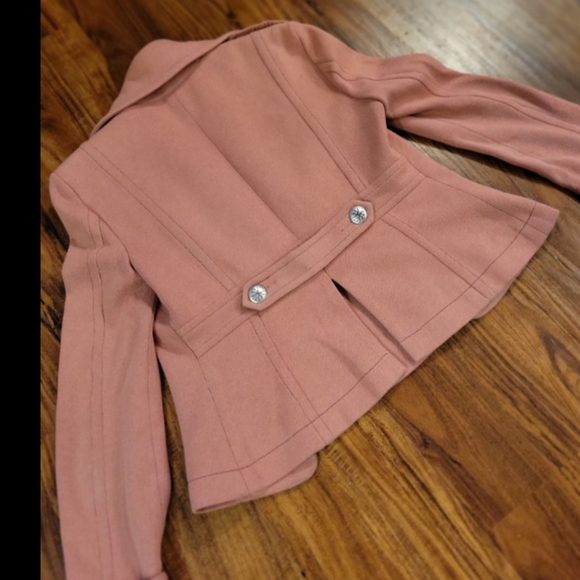 Bebe Cropped Button Military Blazer Jacket Pink/Mauve - Picture 8 of 9